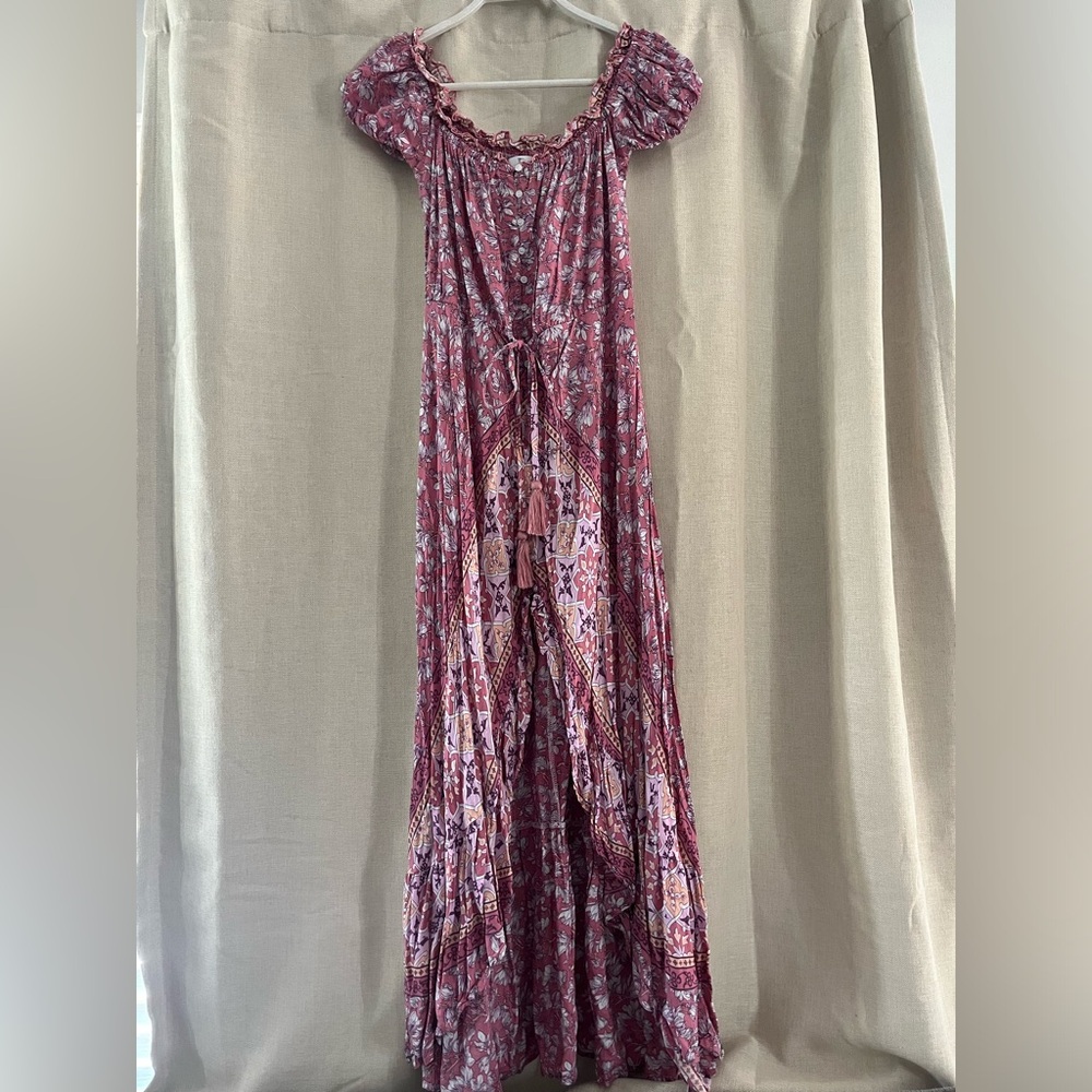 Pink floral maxi dress